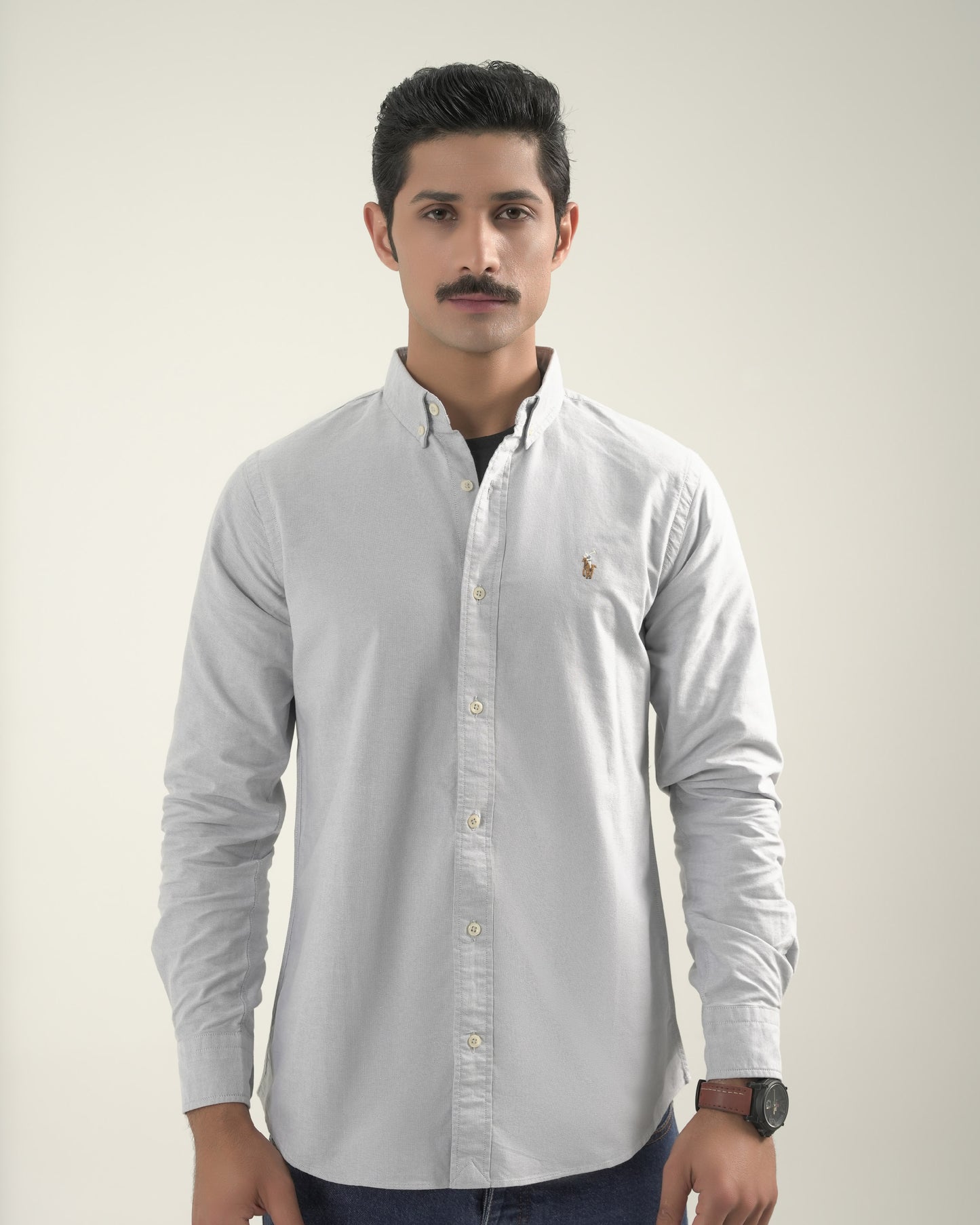 Ash Grey Oxford Shirt Slim Fit