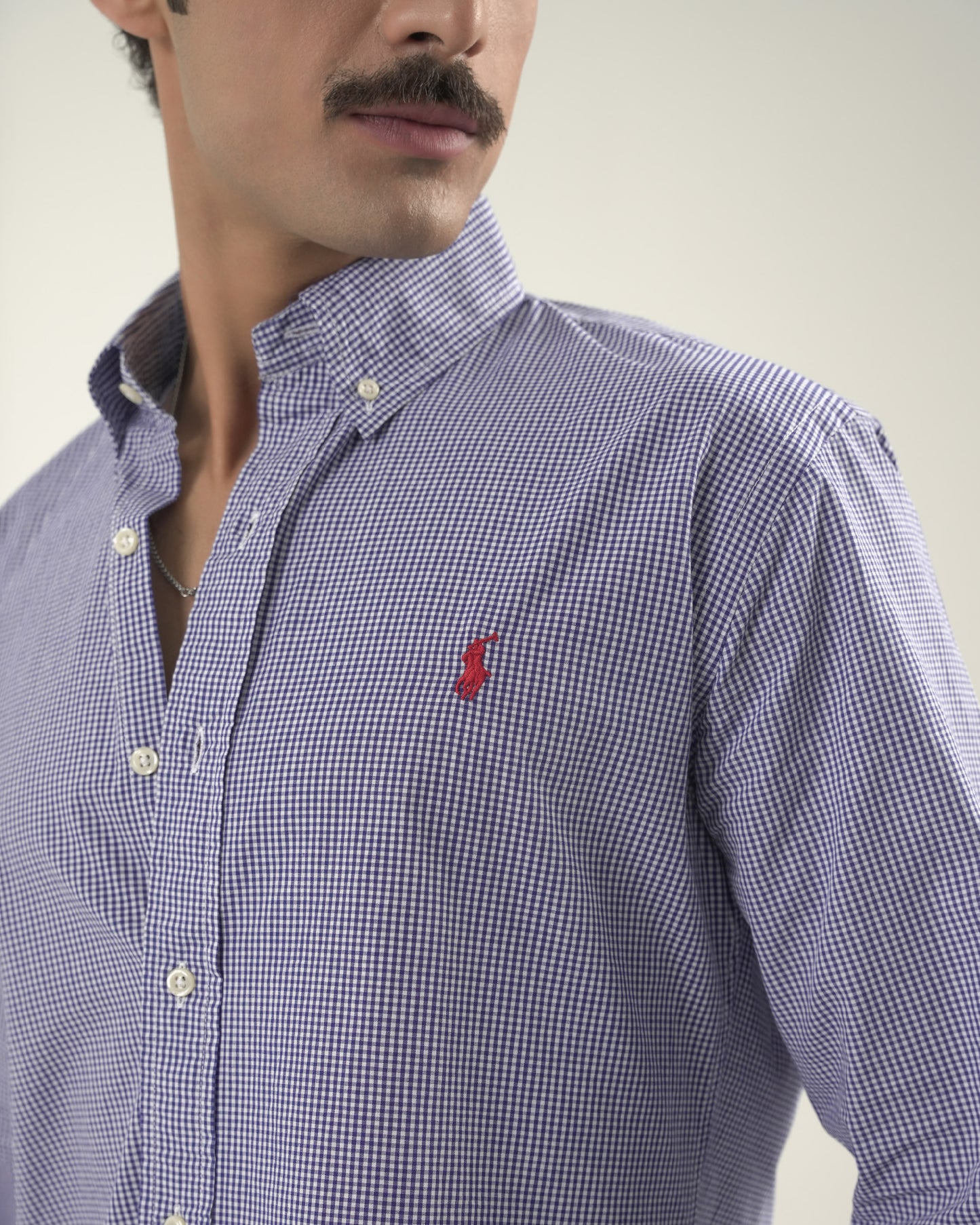 Blue Ghingham Check Poplin Shirt Custom Fit