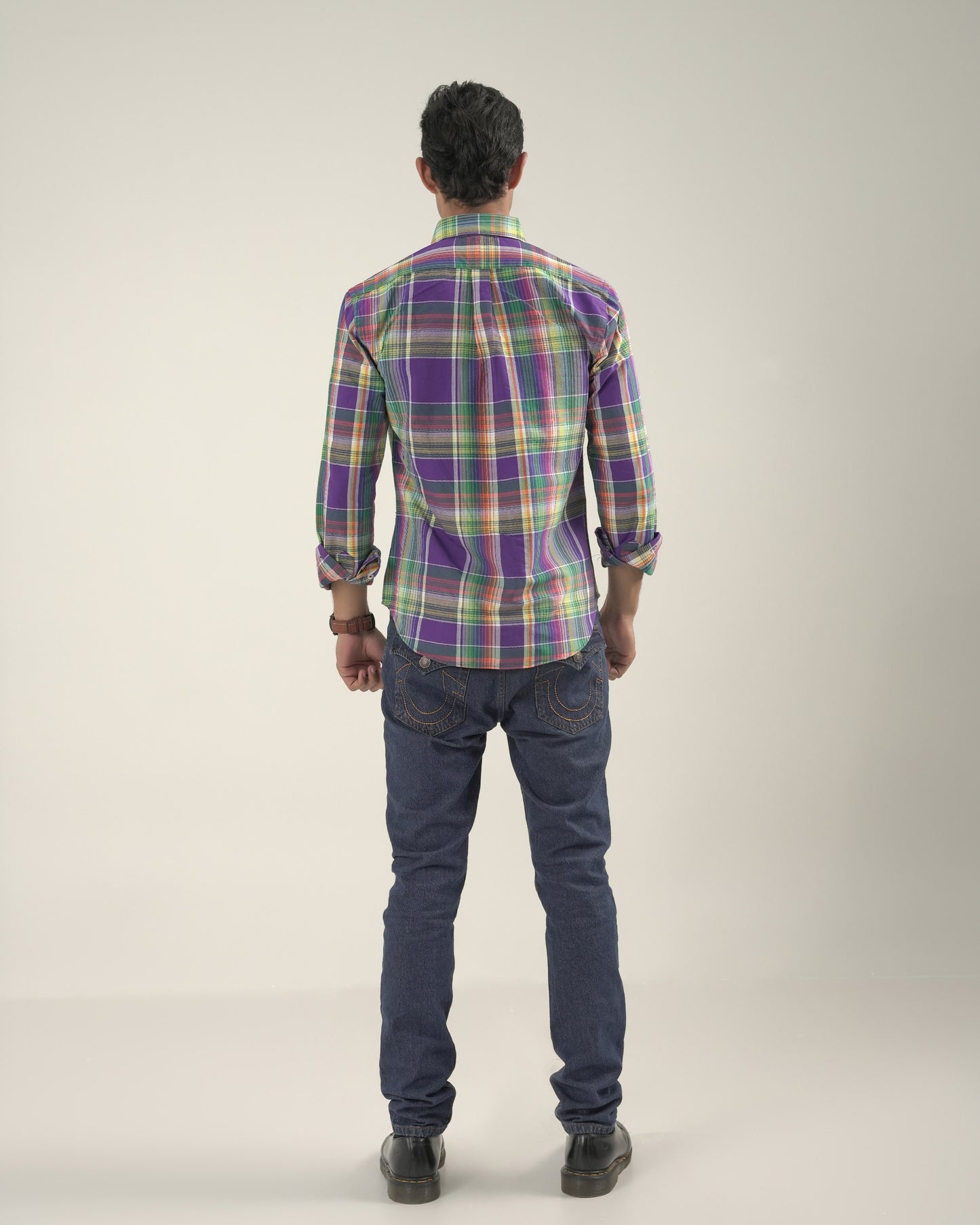 Multi Purple Check Shirt Slim Fit