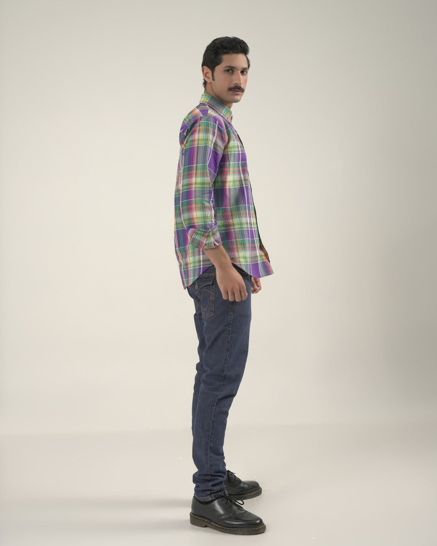 Multi Purple Check Shirt Slim Fit