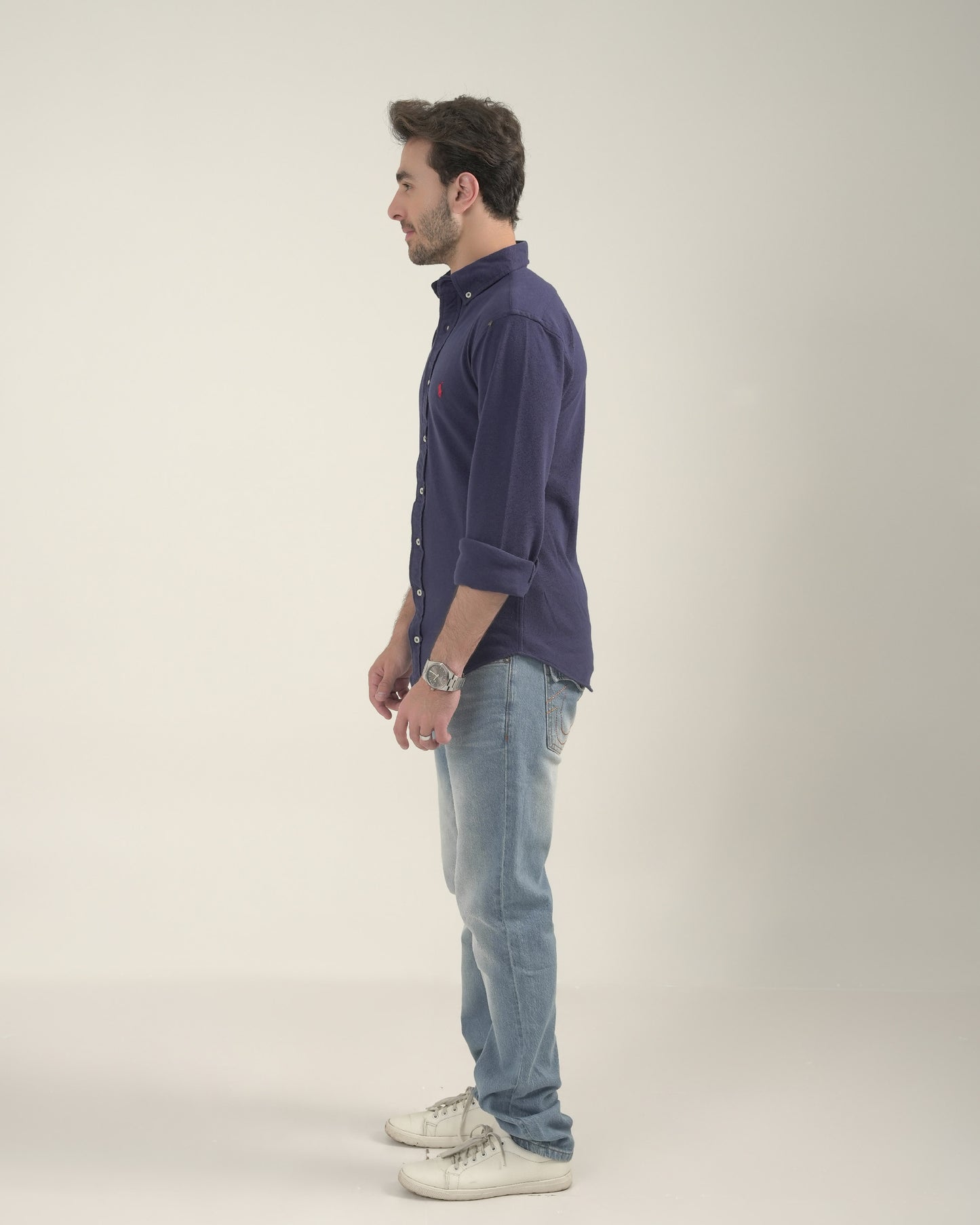 Blue Mesh Shirt Slim Fit
