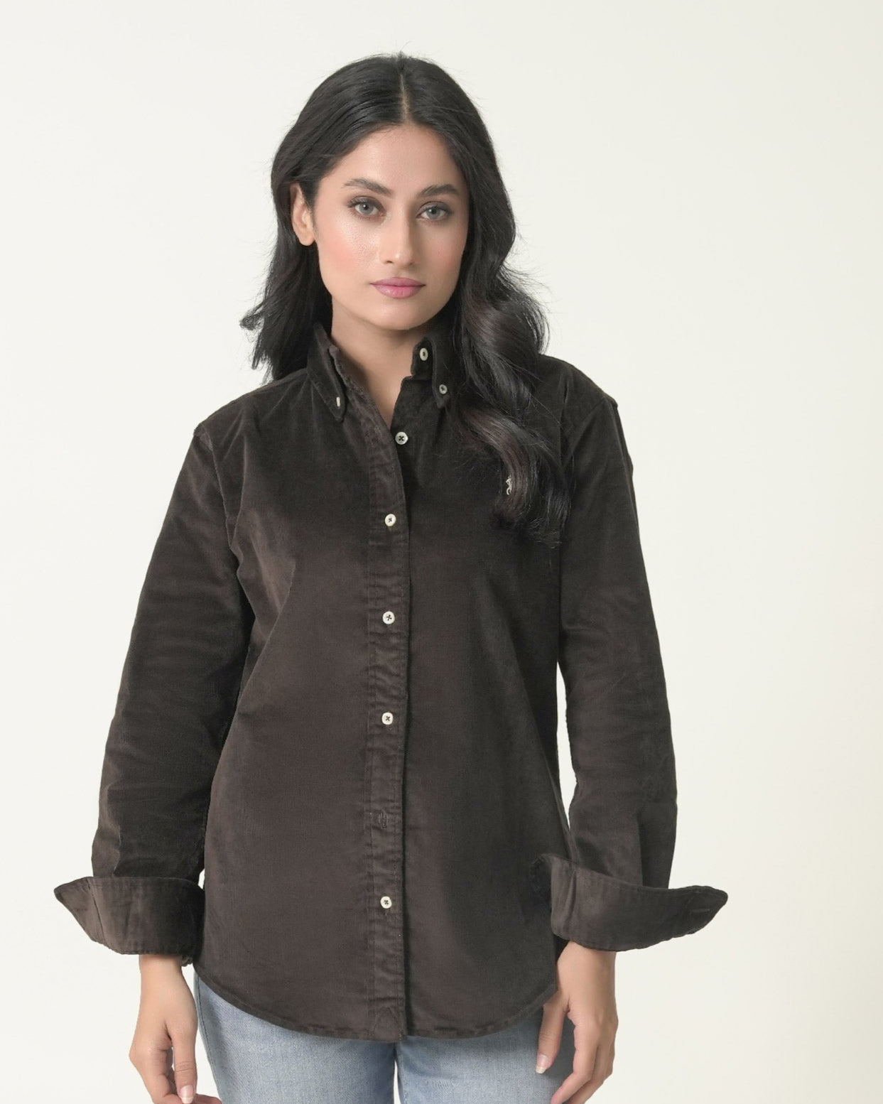 D Brown Corduroy Shirt Classic Fit