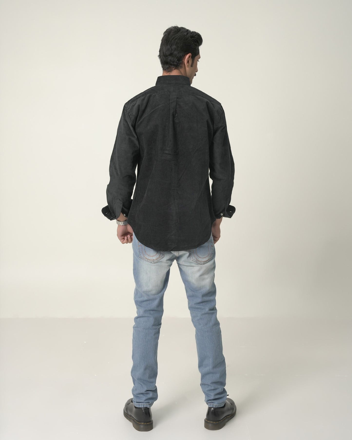 Custom Fit Black Corduroy Shirt RL