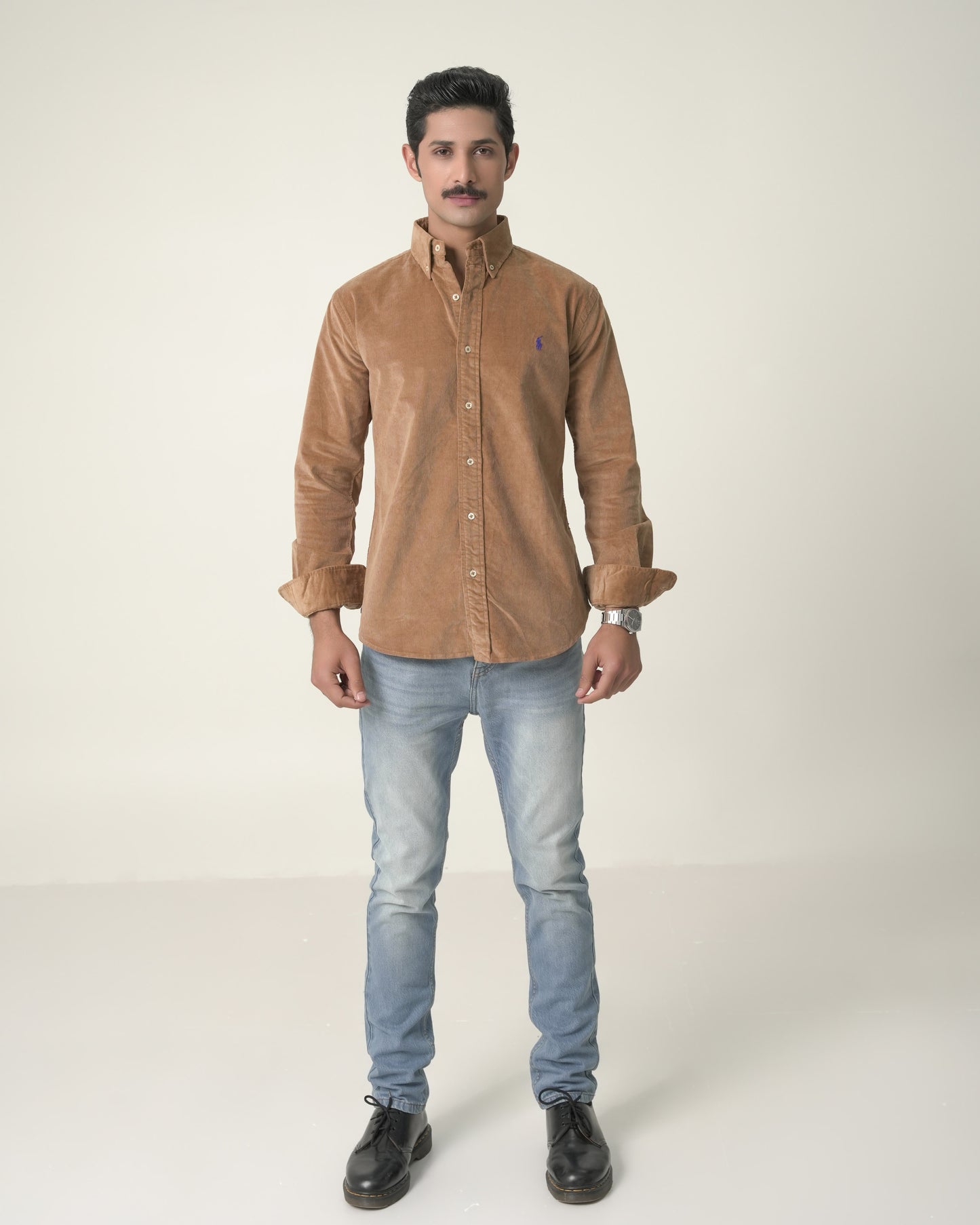 Khaki Corduroy Shirt Slim Fit