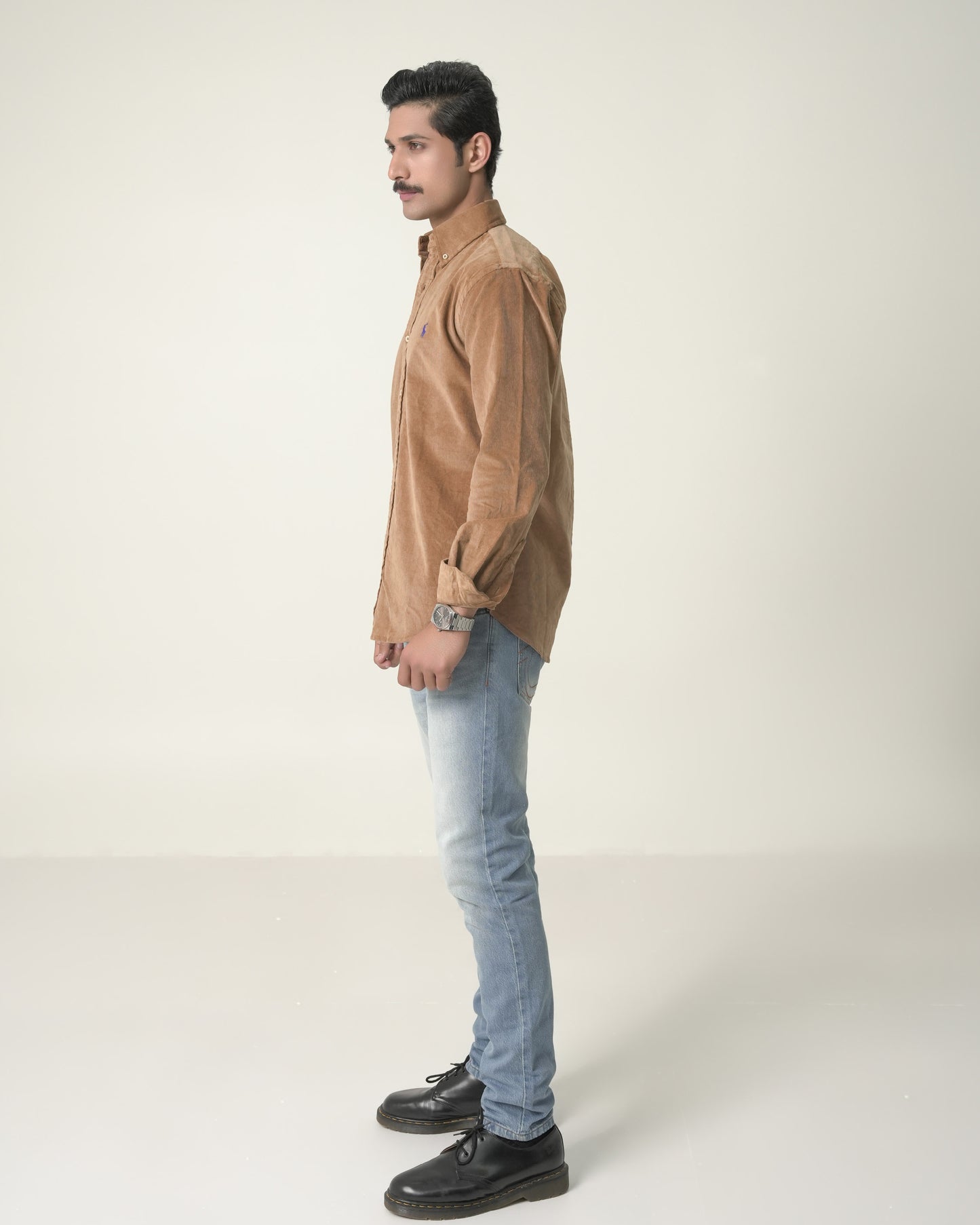 Khaki Corduroy Shirt Slim Fit