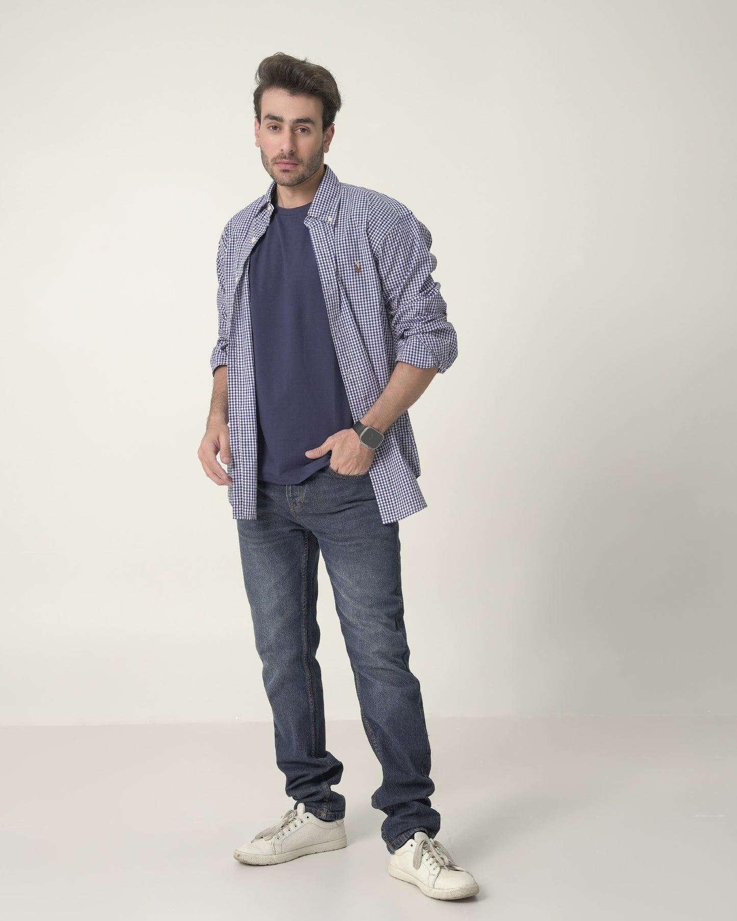 Blue Gingham check Custom fit