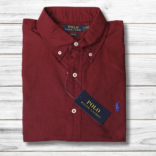 Slim Fit Burgundy Oxford Shirt Ralph Lauren