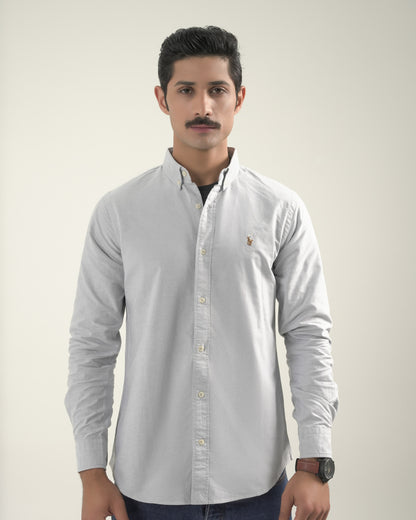 Ash Grey Oxford Shirt Slim Fit