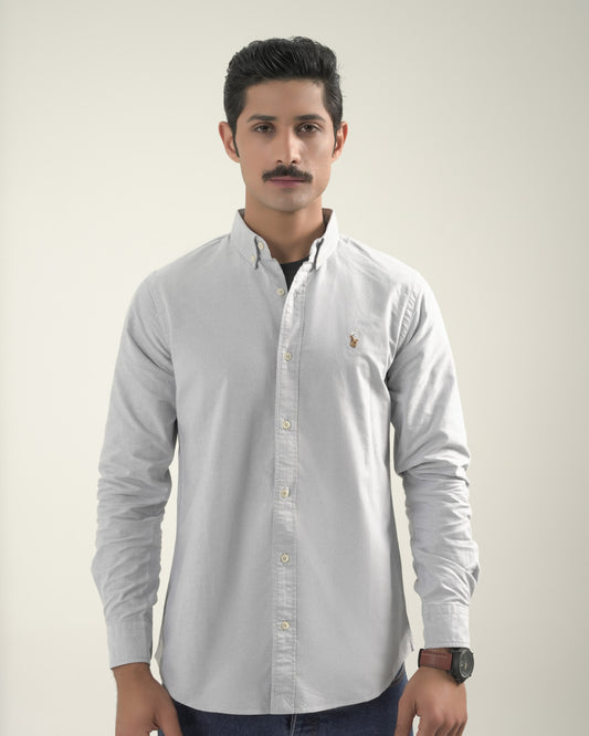 Ash Grey Oxford Shirt Custom Fit