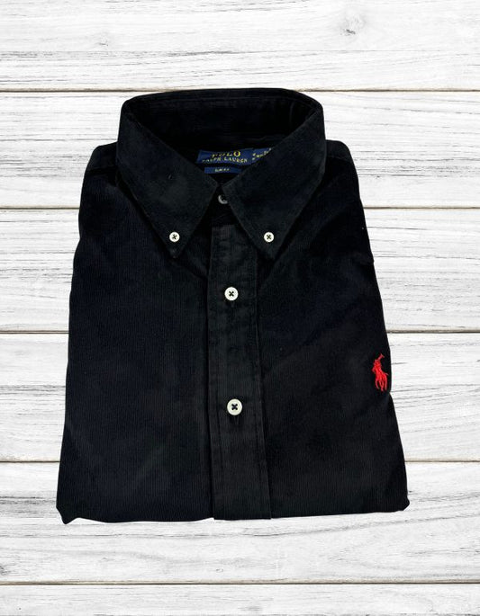 Slim Fit Black Corduroy  Shirt Ralph Lauren ( Red Horse )