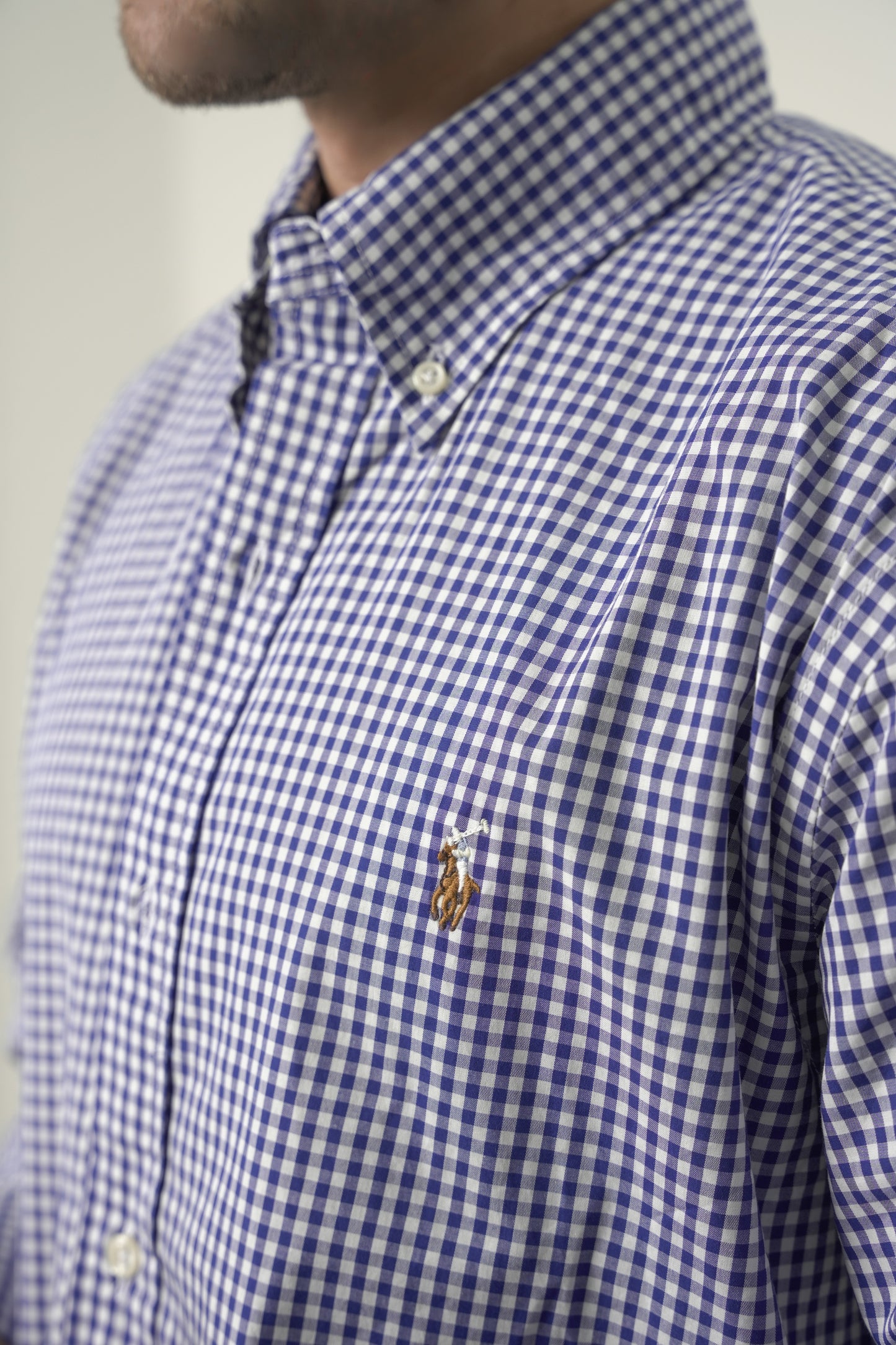 Custom Fit Blue Gingham check Shirt RL