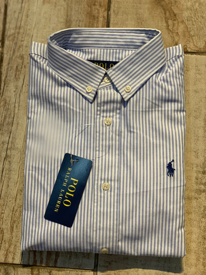 NAVY STRIPED OXFORD RALPH LAUREN SHIRT  Boy  ( 2Y to 20Y )