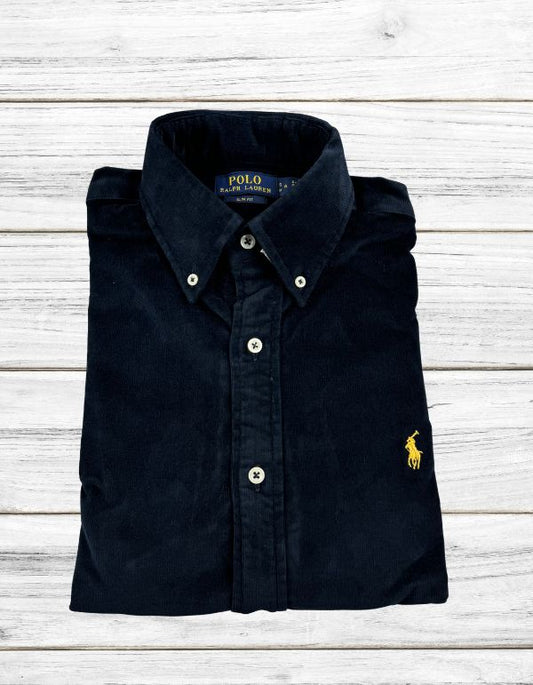 Slim Fit Navy Corduroy  Shirt Ralph Lauren ( Yellow Horse