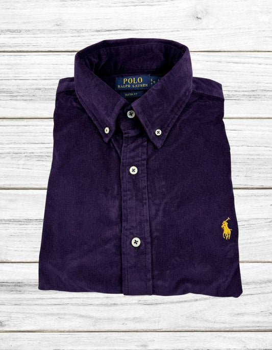 Custom Fit Purple  Corduroy  Shirt Ralph Lauren ( Yellow  Horse )