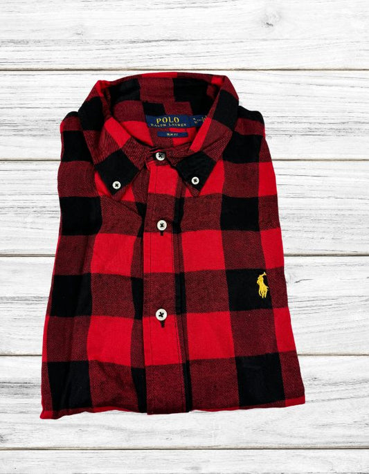 Slim Fit Red Plaid Shirt ralph Lauren ( Yellow Horse)